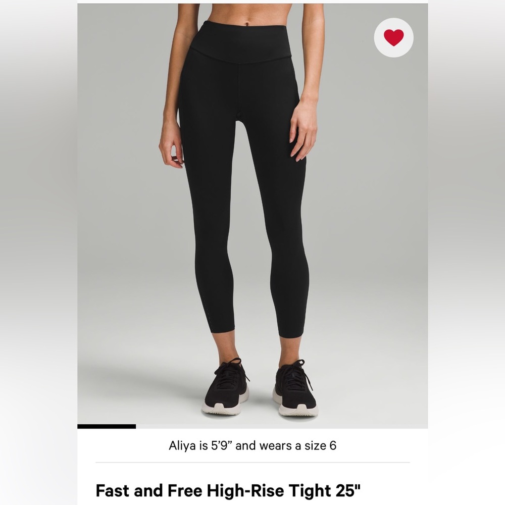 Lululemon Fast and Free High Rise Legging 25 inch